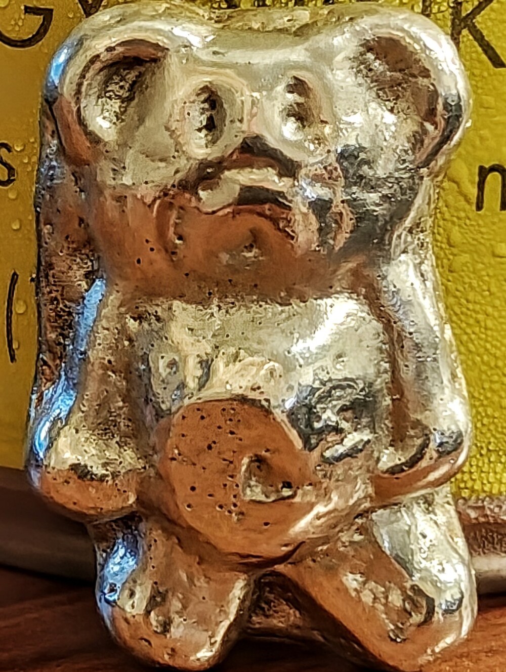Hand Poured .999 Silver Teddy Graham Bear Bullion Art Bar DCR Unique Collectible